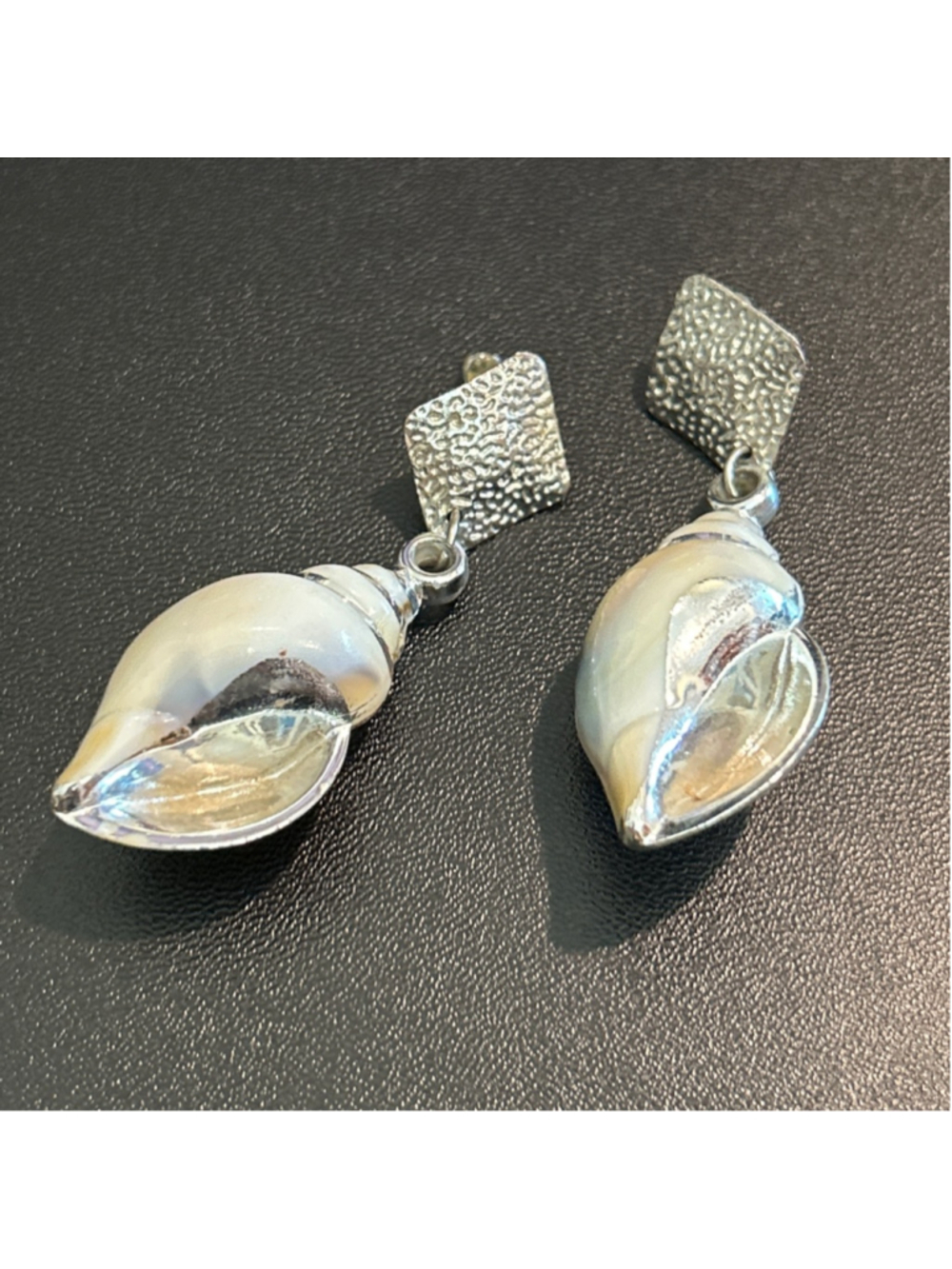 Women's beachcore Silver & White Seashell Drop Earrings, pierced